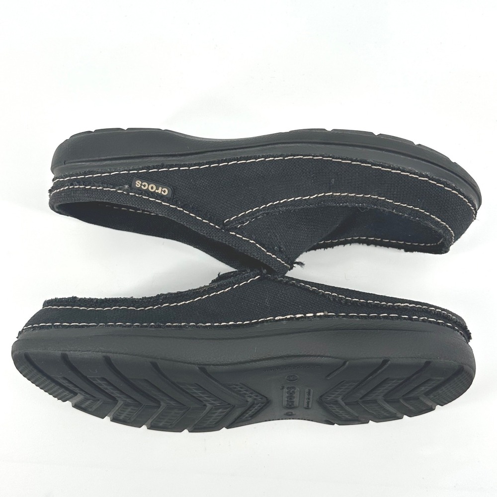 Crocs Santa Cruz Clog Mule Men 8 Black Slip On Canvas Shoes Comfort Slip On - Picture 3 of 6